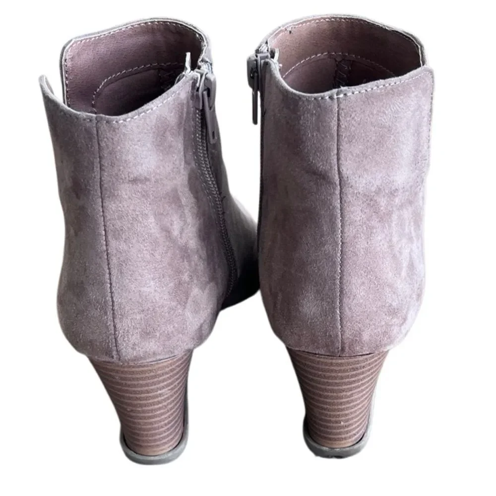 Style & Co Haidynn Taupe Suede Wedge Ankle Boots Zip Booties Women’s 7